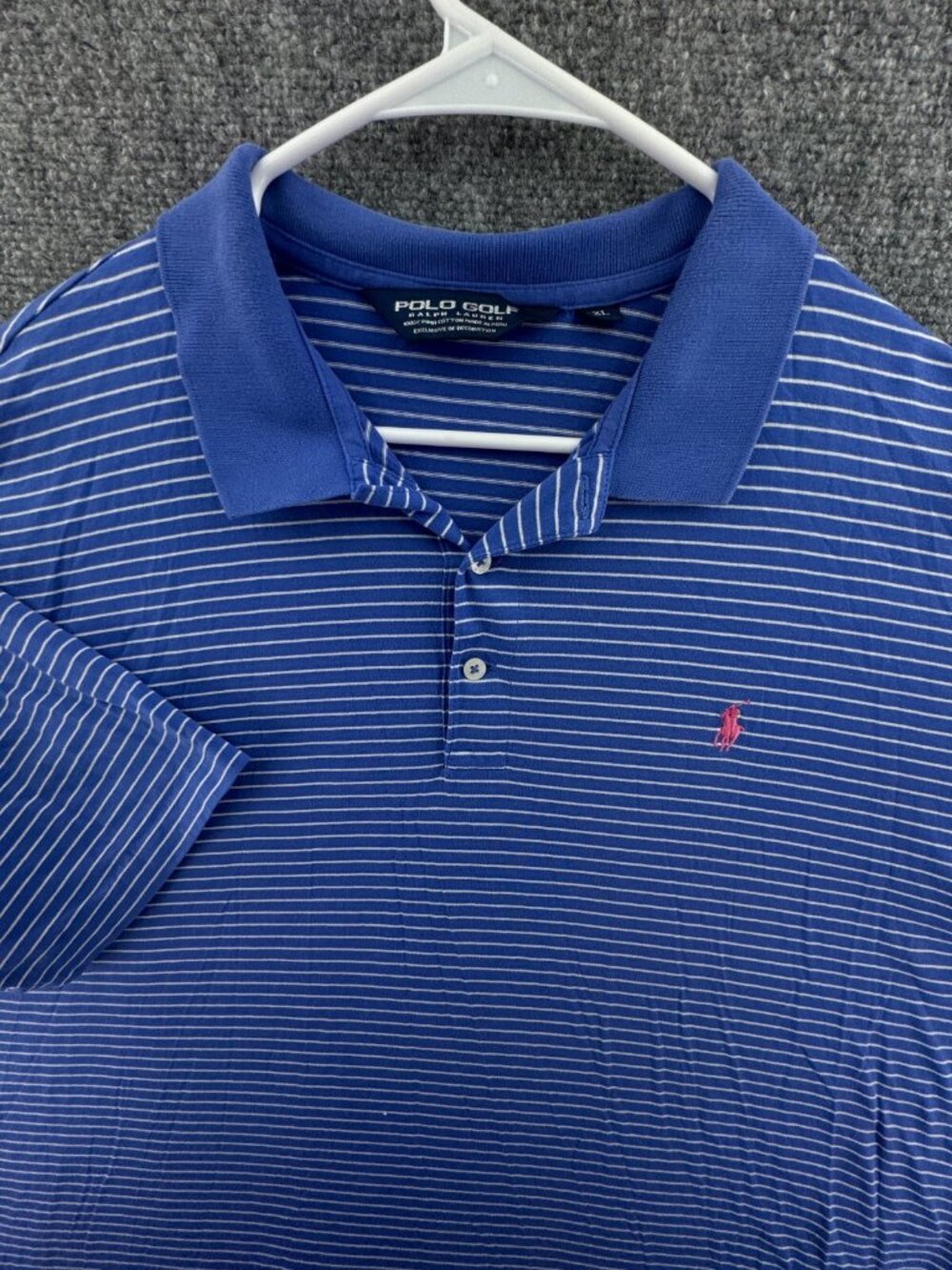 Polo Golf Ralph Lauren Striped Blue White Short Sleeve Polo Shirt XL Pink